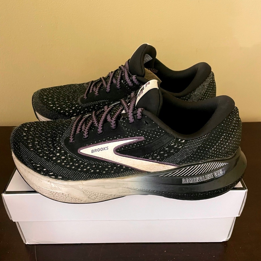 Brooks Adrenaline GTS 24 Womens Black Purple Running Shoes Sneakers 9.5